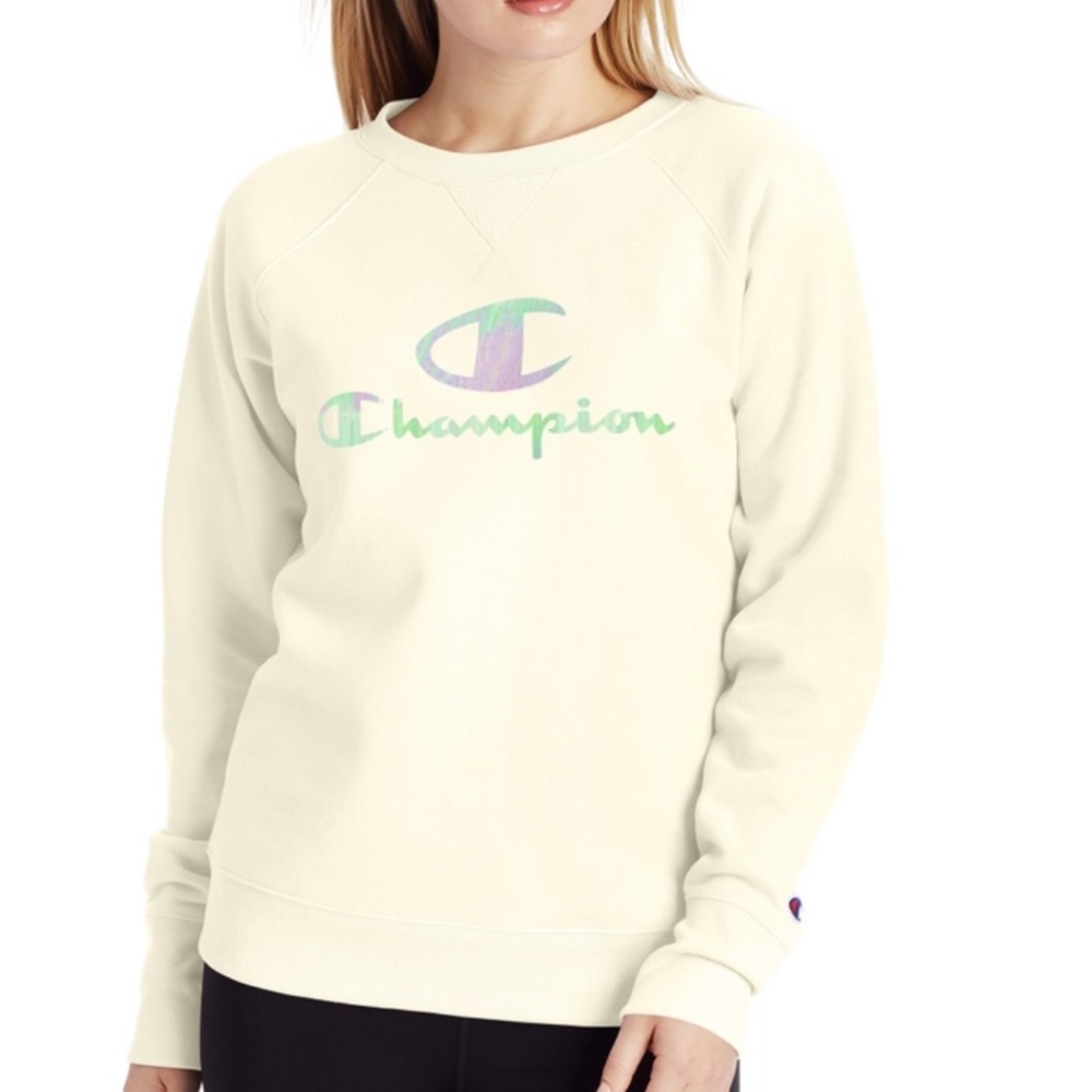 NEW White/Yellow Iridescent Champion Sweatshirt